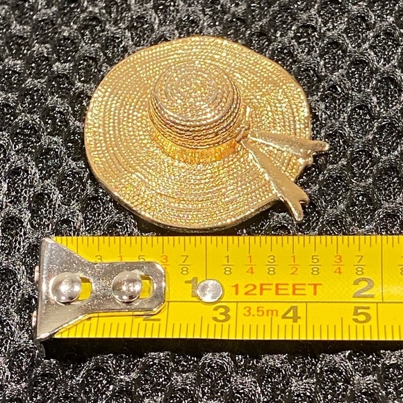 Vintage Straw Hat, Gold Tone Scarf Ring Slide - Scarf Clip - Picture 12 of 12